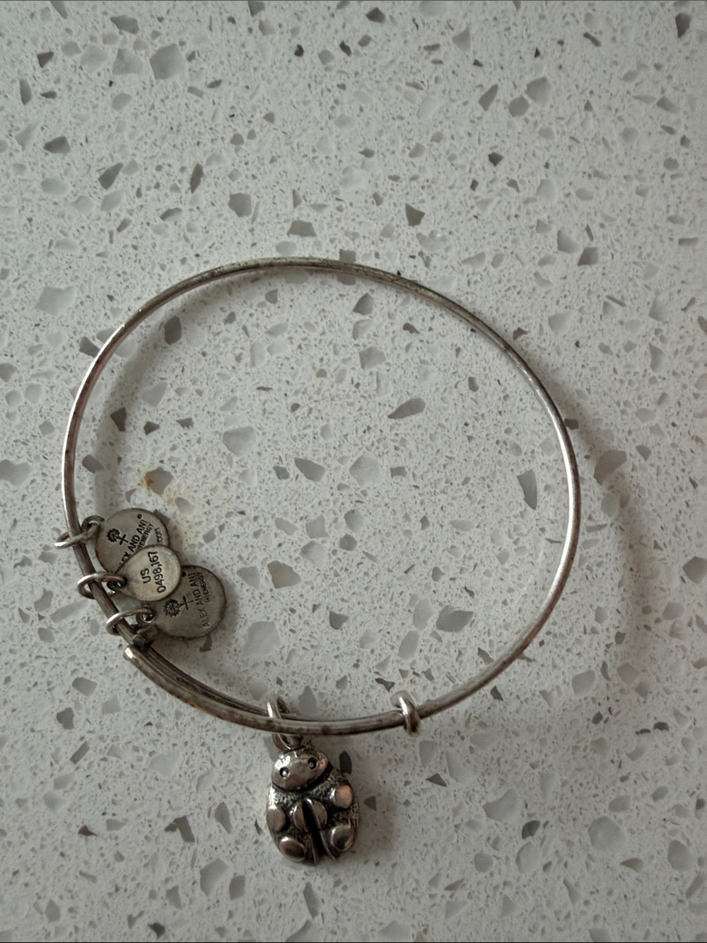 Alex and Ani Silver-Tone Bear Charm Expandable Bangle